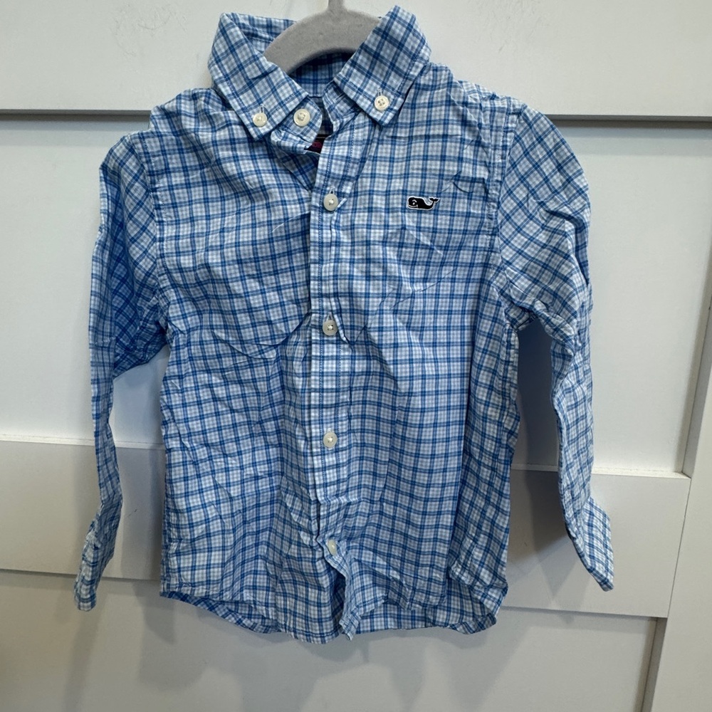 Vineyard Vines Kids Blue Plaid Button Down Shirt size 2T